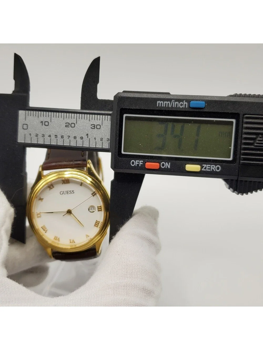 1992 Guess Watch For Parts Or Repair Gold Tone White Date Dial